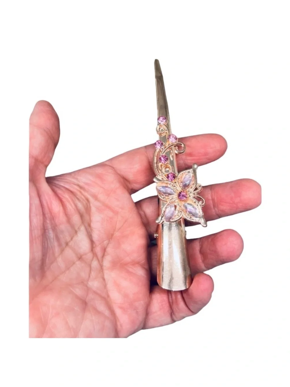 Elegant Rose Gold Pink Crystal Butterfly Alligator Hair Clip FINAL PRICE DROP